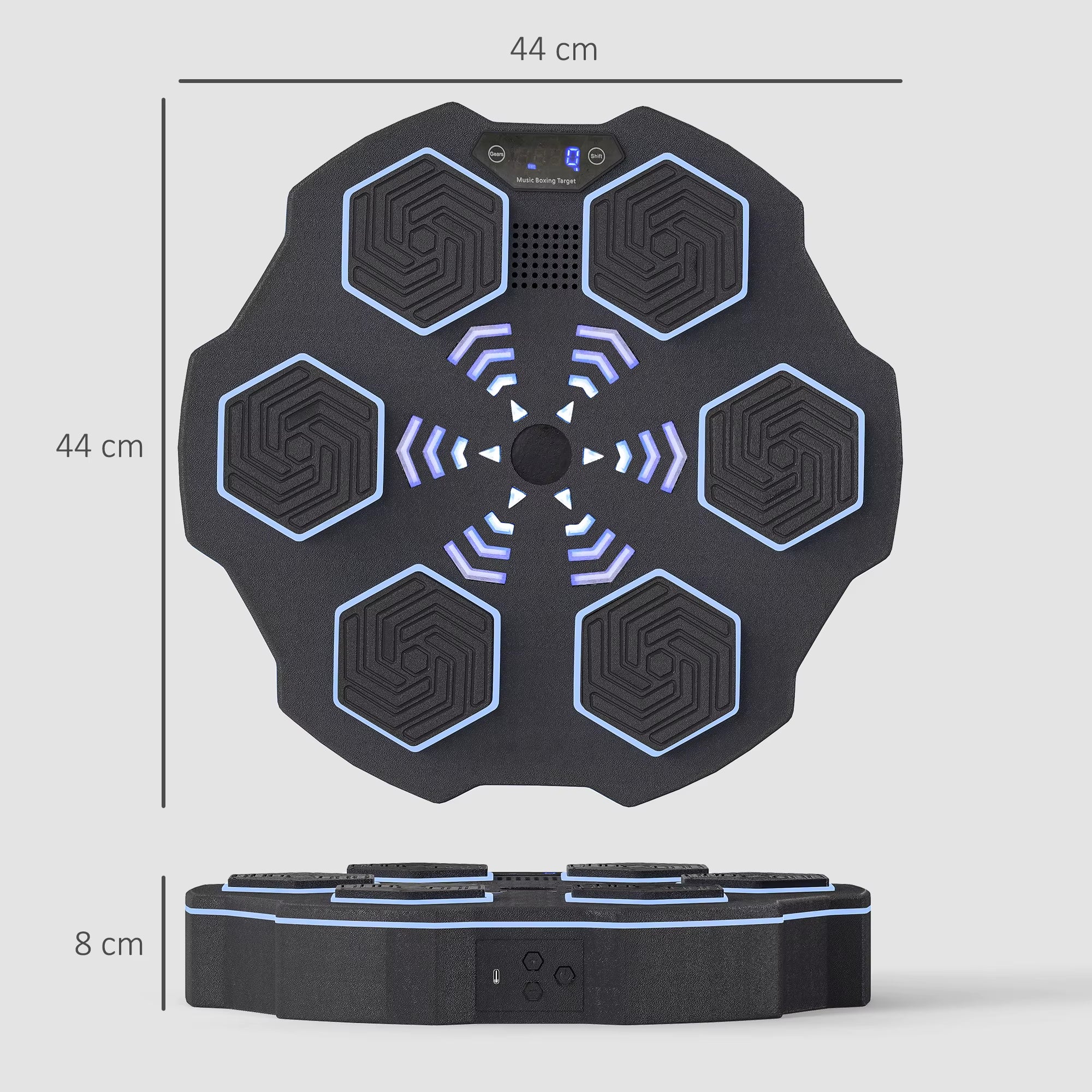 SPORTNOW Music Boxing Machine, Smart Bluetooth Boxing Machine Wall Mounted with 9 Speeds & Modes, LED Lights