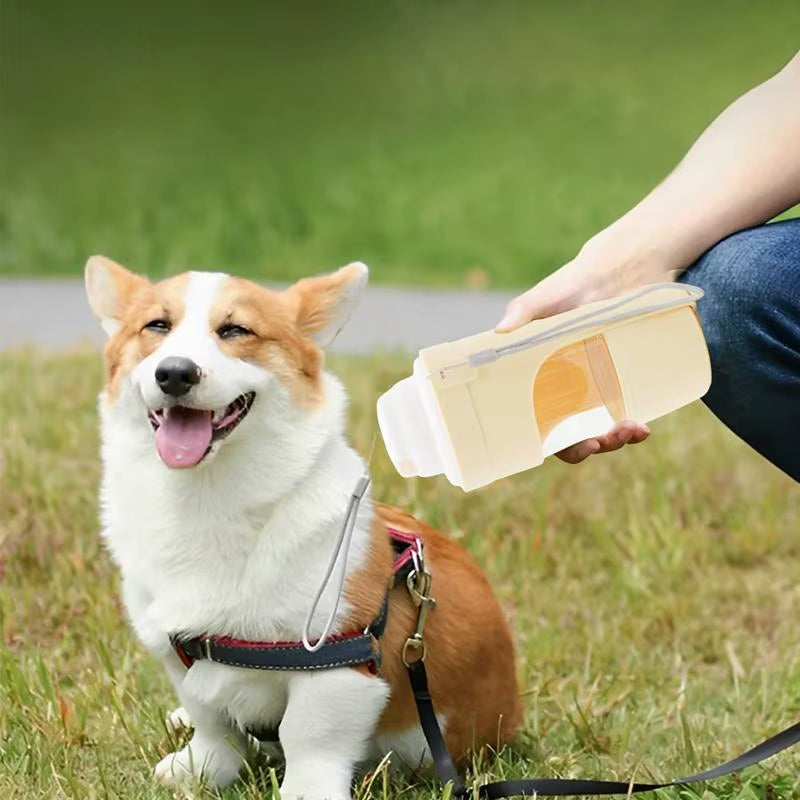 Portable Water Bottle for Dogs Leakproof Dog Water Bottle with Food Container Drinking Feeder Compact Dog Water Bottle Bowl Dog