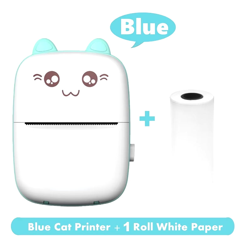 Mini Sticker Printer Portable Mini Pocket Printer for Printer with 13 Roll Papers for Notes, Photos, Stickers, Labels, Receipts