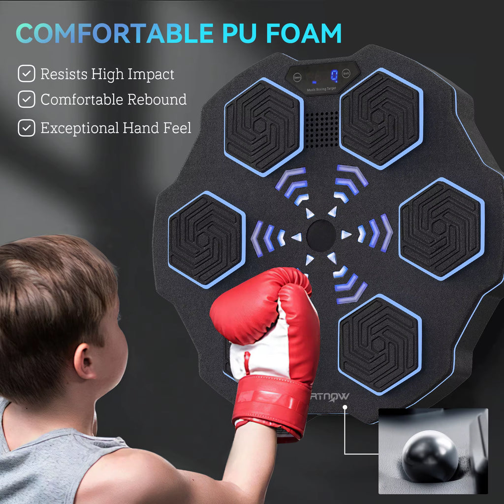 SPORTNOW Music Boxing Machine, Smart Bluetooth Boxing Machine Wall Mounted with 9 Speeds & Modes, LED Lights
