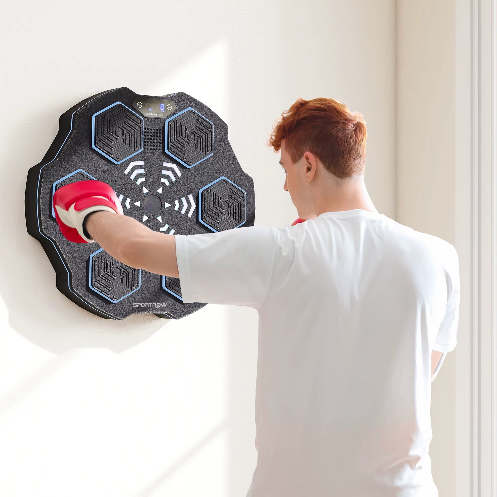 SPORTNOW Music Boxing Machine, Smart Bluetooth Boxing Machine Wall Mounted with 9 Speeds & Modes, LED Lights