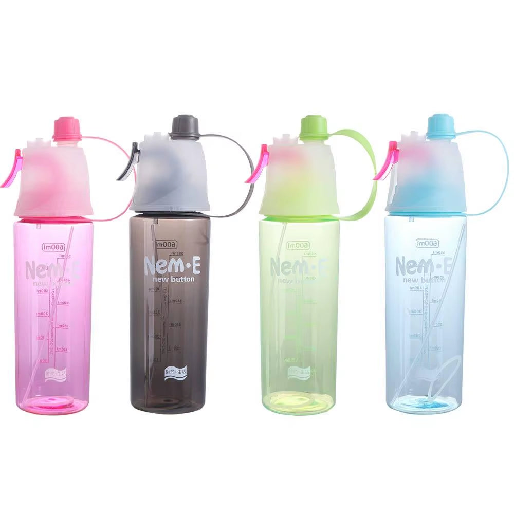 Creative with Straw Water Bottle Spray Drinkware Drink Spray Cup Leak Proof Plastic Spray Water Bottle Outdoor Sports
