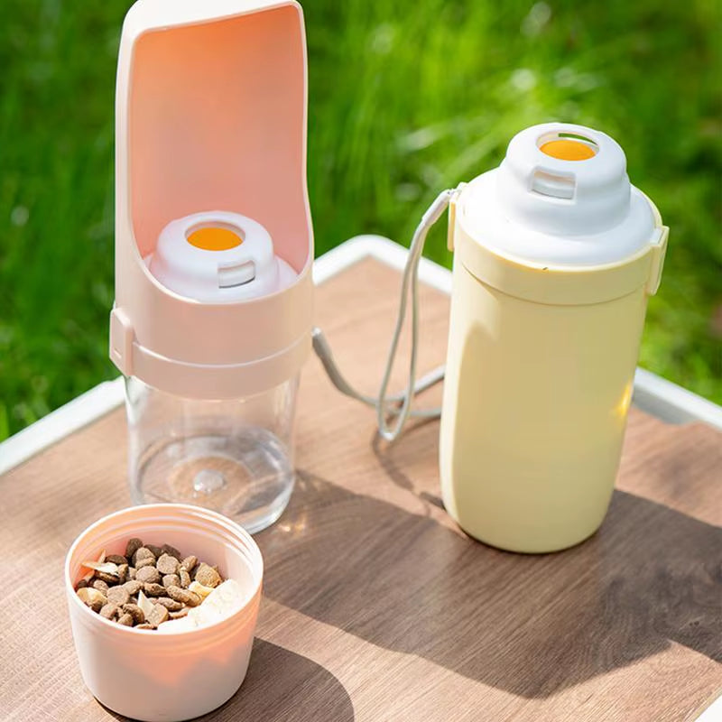 Portable Water Bottle for Dogs Leakproof Dog Water Bottle with Food Container Drinking Feeder Compact Dog Water Bottle Bowl Dog